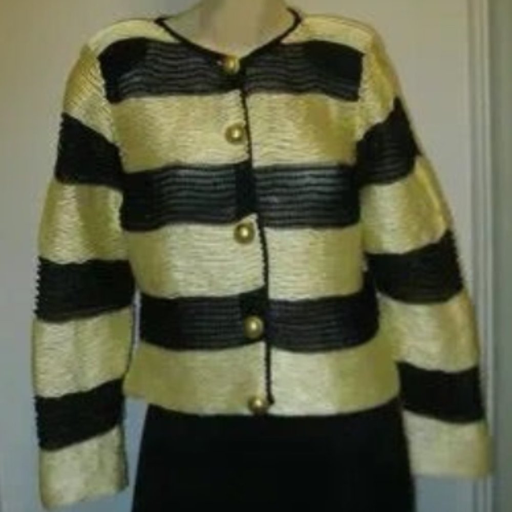ORIGINAL DE PEPA POMBO Luxurious Black / Cream Evening Jacket Sz Small